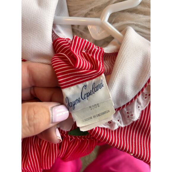 Vintage Jayne Copeland‎ Girls Striped Puff Sleeve Shift Dress Red White Size 6X - Picture 8 of 12